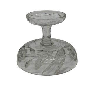Vintage Cut Glass Pedestal Compote Bowl Footed Serving Dish 6in